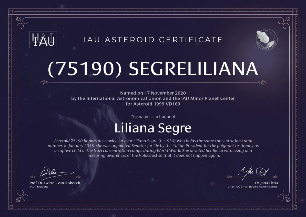 L’asteroide (75190) SEGRELILIANA. Quando l’astronomia si fa memoria.